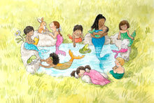 Load image into Gallery viewer, By the Pool - Original signed painting in watercolour and pencil crayon.