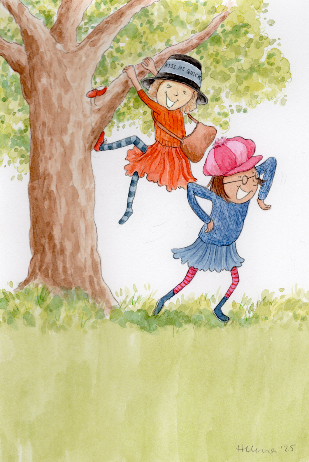 Shenanigans - Original signed painting in watercolour and pencil crayon.