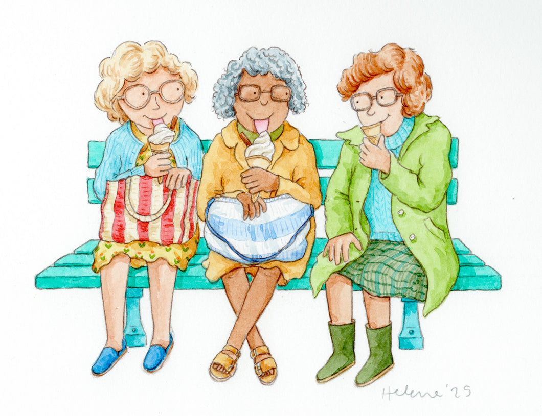 Glad we found each other - Original signed painting in watercolour and pencil crayon.