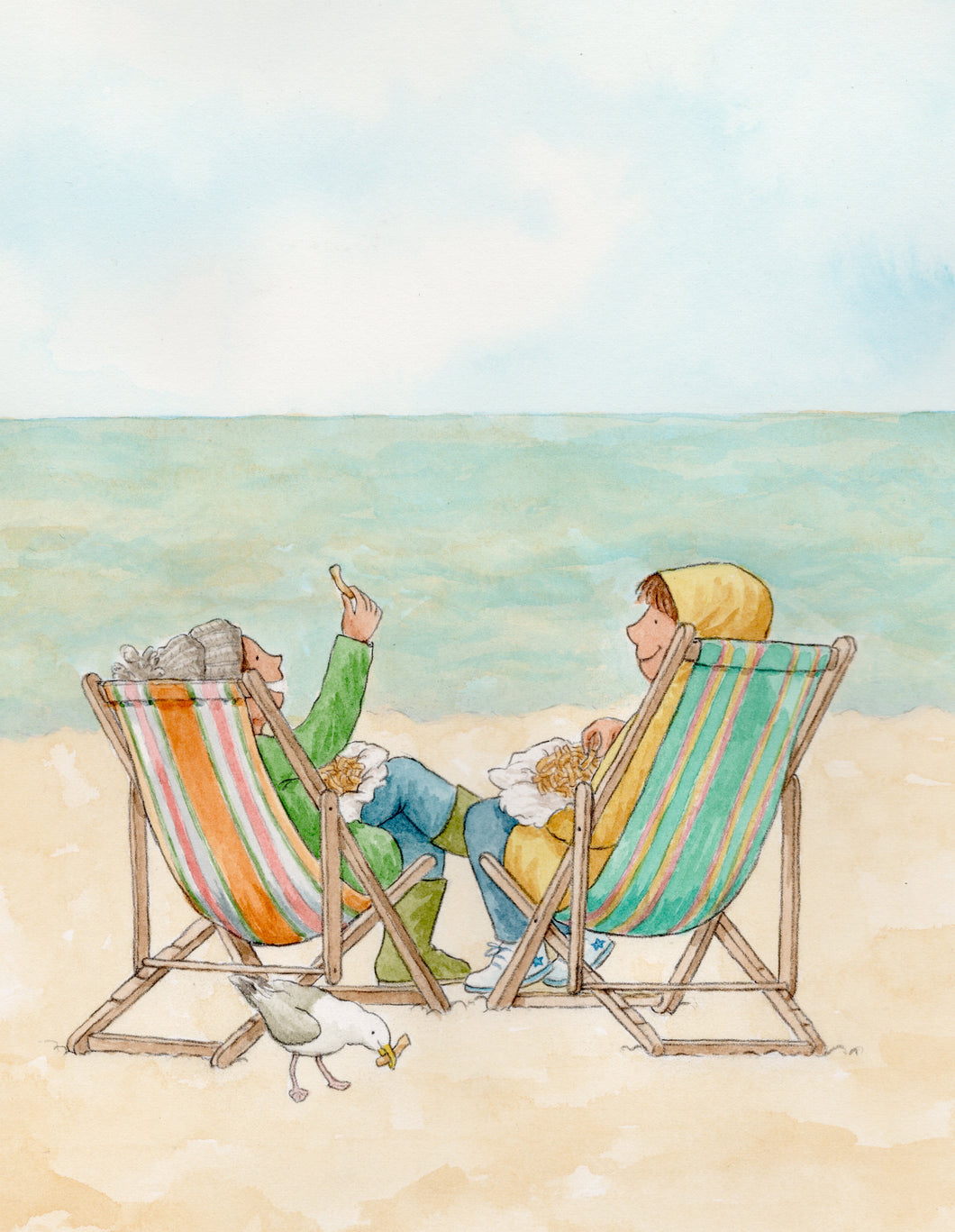 Excellent human - Original signed painting in watercolour and pencil crayon.