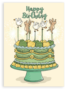 Greetings card - A happy birthday cake