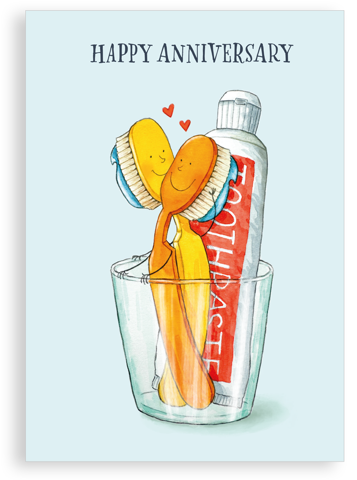 Greetings card - Anniversary toothbrushes
