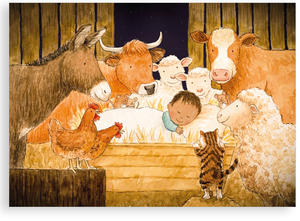 Pack of 5 Christmas cards - Asleep in the hay