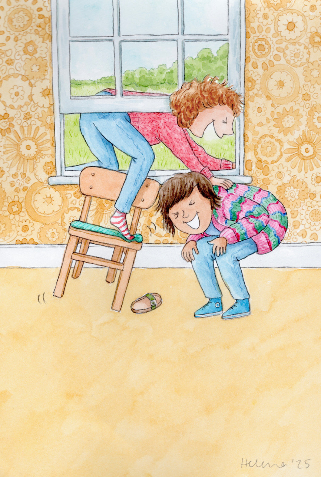 Live and learn - Original signed painting in watercolour and pencil crayon.