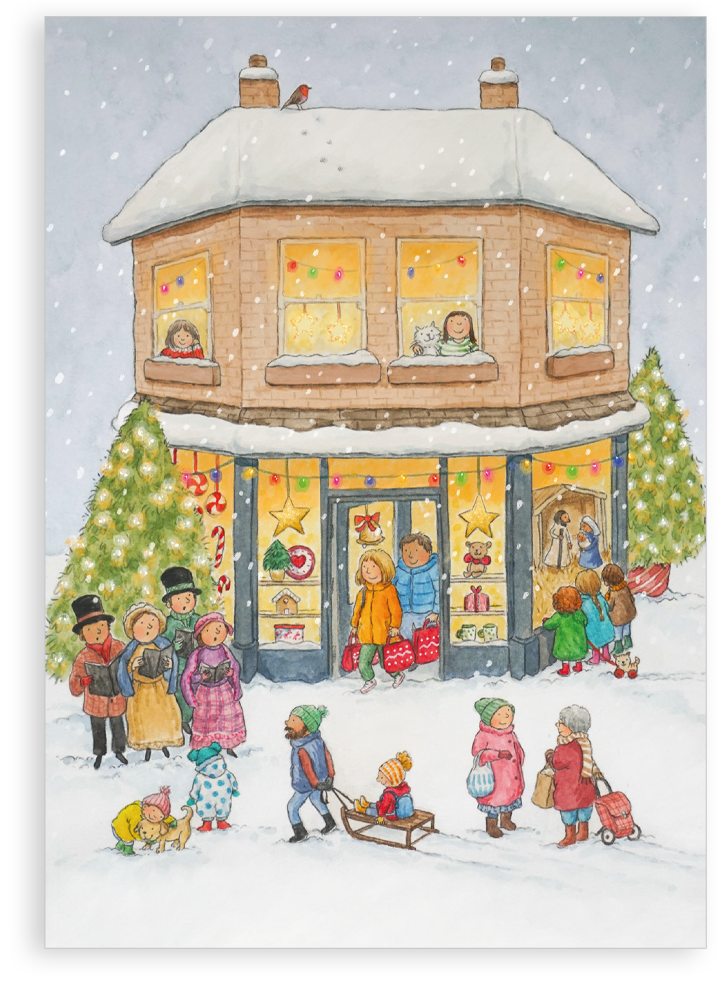 Pack of 5 Christmas cards - Christmas shopping