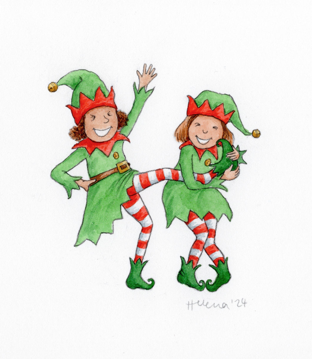 Wonderful friend - Christmas - Original signed painting in watercolour and pencil crayon.