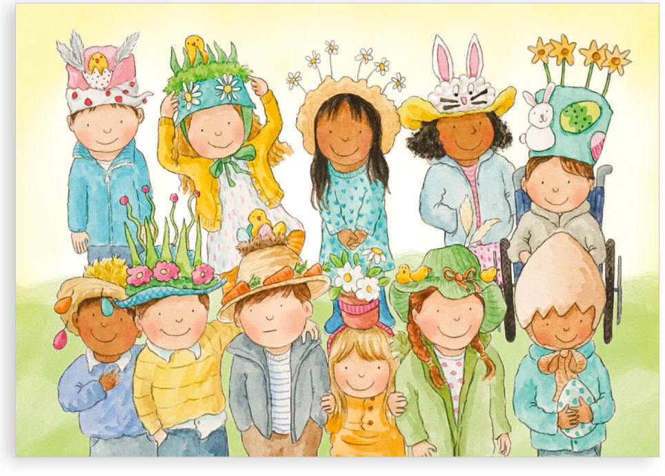 Easter card - Easter bonnets