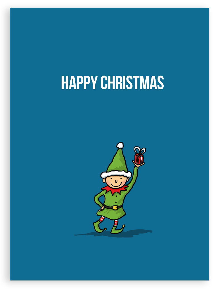 Pack of 5 Christmas cards - Happy Christmas, elf