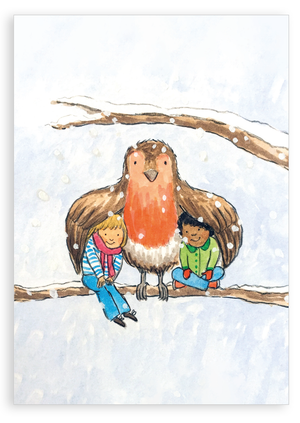 Pack of 5 Christmas cards - Keeping cosy with Robin