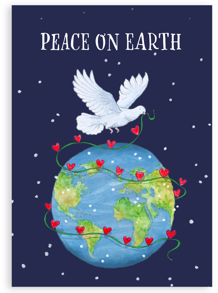 Pack of 5 Christmas cards - Peace on Earth