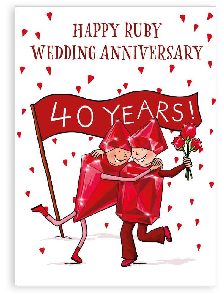 Greetings card - Ruby wedding anniversary