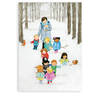 Pack of 5 Christmas cards - Snowy Walk