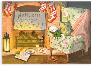 Pack of 5 Christmas cards - Waiting for Father Christmas