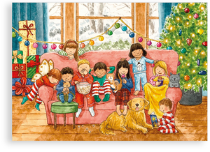 Pack of 5 Christmas cards - Watching a Christmas film