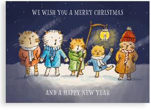 Pack of 5 Christmas cards - Christmas Cats