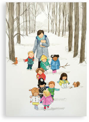 Pack of 5 Christmas cards - Snowy Walk