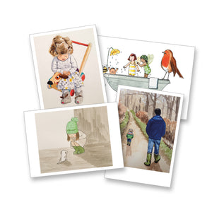 Pack of 4 x A6 postcards (4 different designs)