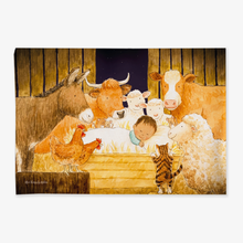 Load image into Gallery viewer, Asleep in the hay - Tea towel
