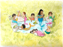 Load image into Gallery viewer, By the Pool - Original signed painting in watercolour and pencil crayon.
