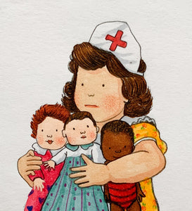 Little Nurse - Original signed artwork in marker pen and pencil crayon