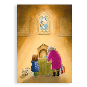 Pack of 5 printed Christmas cards - O Come Let Us Adore Him