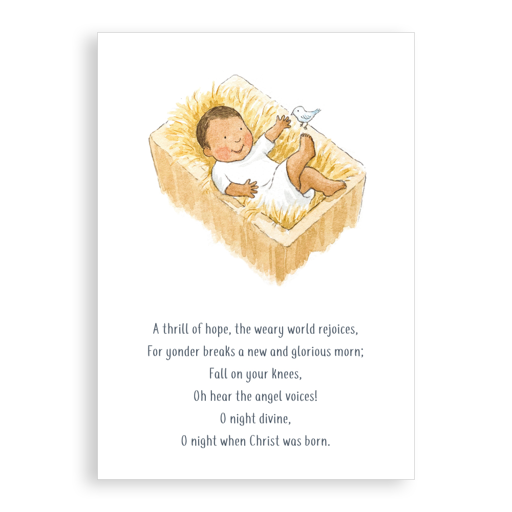 Pack of 5 printed Christmas cards - Baby Jesus