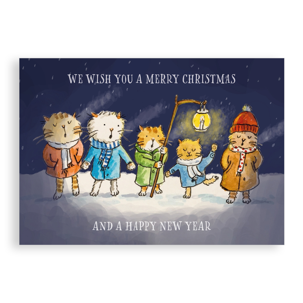 Pack of 5 Christmas cards - Christmas Cats