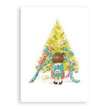 Load image into Gallery viewer, Pack of 5 Christmas cards - The little girl who decorated the tree
