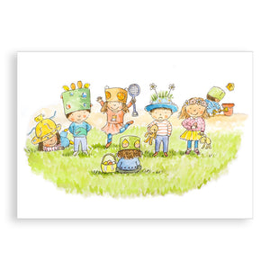Easter card - Easter Bonnets and an Egg Hunt