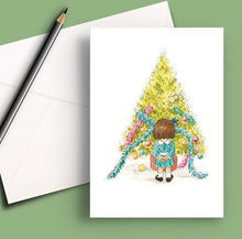 Load image into Gallery viewer, Pack of 5 printed Christmas cards - The little girl who decorated the tree
