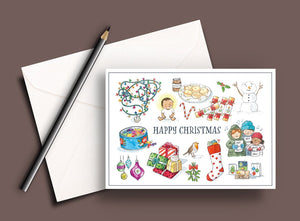 Pack of 5 Christmas cards - Happy Christmas