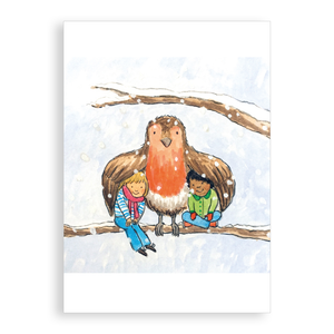 Pack of 5 Christmas cards - Keeping cosy with Robin